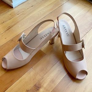 Anyi Lu Sling-Back Sandals, Sz 10.5, Soft Pink